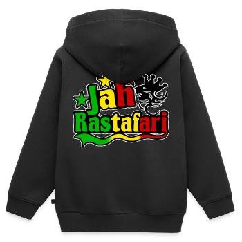 jah rastafari - Sweat Premium à capuche zippé enfant bio - noir - Dos - AI Model Kid Male (0cm)
