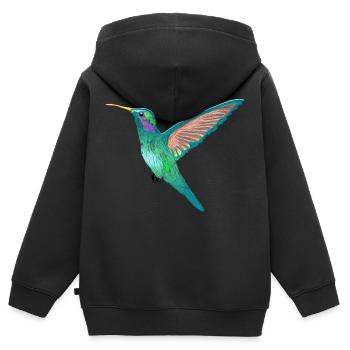 Kolibri Kleinster Vogel der Welt Bienenelfe Nektar - Kinder Premium Organic Zip Hoodie - Schwarz - Hinten - AI Model Kid Male (0cm)