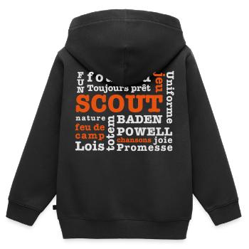 Scout Wörter - Kinder Premium Organic Zip Hoodie - Schwarz - Hinten - AI Model Kid Male (0cm)