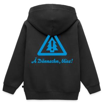 Ä Dännschn, a soufflé! - Attention - sapin - Sweat Premium à capuche zippé enfant bio - noir - Dos - AI Model Kid Male (0cm)