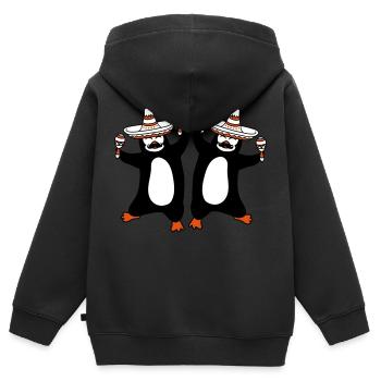 équipe couple 2 amis mexique chapeau sombrero mexicain - Sweat Premium à capuche zippé enfant bio - noir - Dos - AI Model Kid Male (0cm)