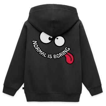 Normal Is Boring Smiley - Kids Premium Organic Zip-up Hoodie - black - Back - AI Model Kid Male (0cm)