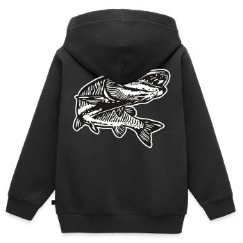Hecht mit kontur - Kinder Premium Organic Zip Hoodie - Schwarz - Hinten - AI Model Kid Male (0cm)