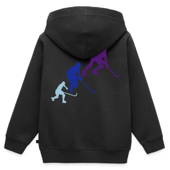 Eisbahn Hockey Silhouette Animation - Kinder Premium Organic Zip Hoodie - Schwarz - Hinten - AI Model Kid Male (0cm)