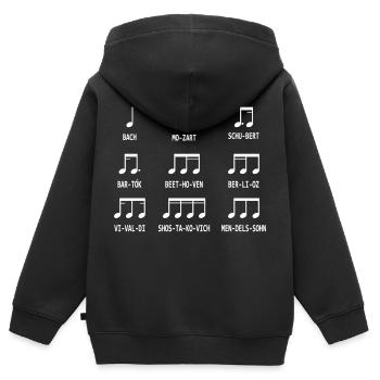 Compositeur de notes de musique - Sweat Premium à capuche zippé enfant bio - noir - Dos - AI Model Kid Male (0cm)