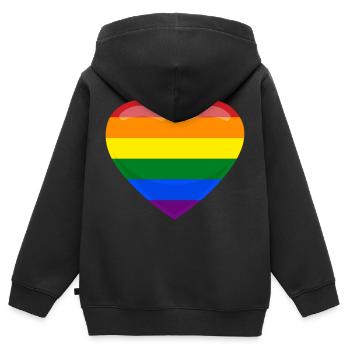 Coeur LGBT Amour Cadeau Gay Pride CSD - Sweat Premium à capuche zippé enfant bio - noir - Dos - AI Model Kid Male (0cm)