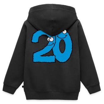 Drôle 20 vingt monstres comiques - Sweat Premium à capuche zippé enfant bio - noir - Dos - AI Model Kid Male (0cm)