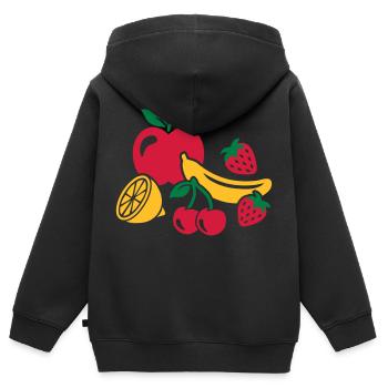 Fruits - Sweat Premium à capuche zippé enfant bio - noir - Dos - AI Model Kid Male (0cm)