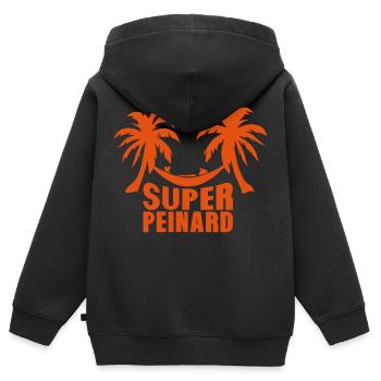 super peinard palmier hamac - Sweat Premium à capuche zippé enfant bio - noir - Dos - AI Model Kid Male (0cm)