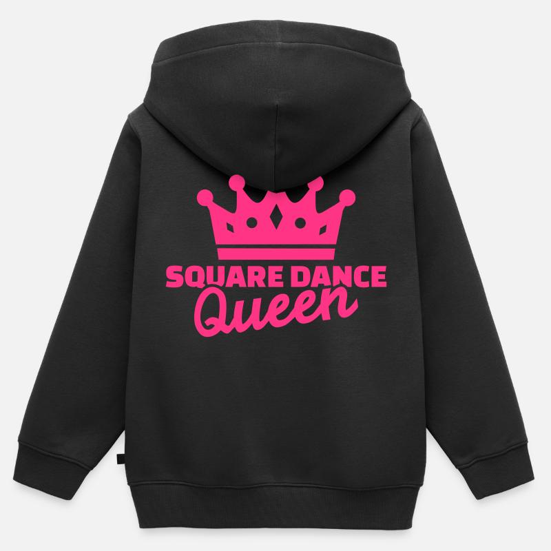 Square dance queen - Sweat Premium à capuche zippé enfant bio - noir