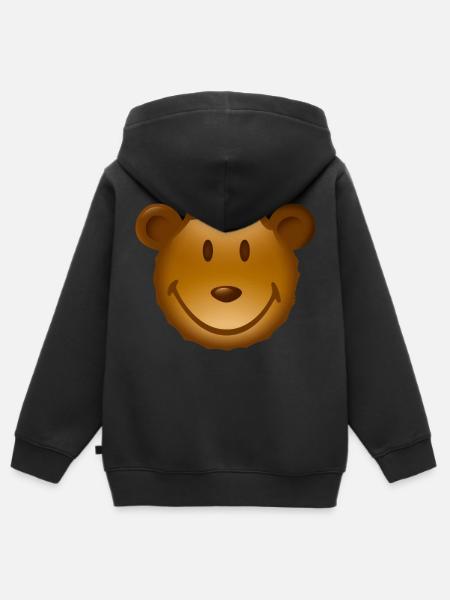 Smiley Teddy - Kinder Premium Organic Zip Hoodie - Schwarz
