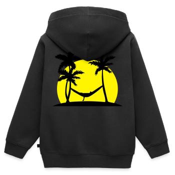 Hammock in Paradise - Kids Premium Organic Zip-up Hoodie - black - Back - AI Model Kid Male (0cm)