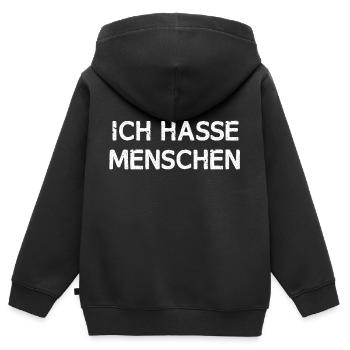 Ich hasse Menschen - Kinder Premium Organic Zip Hoodie - Schwarz - Hinten - AI Model Kid Male (0cm)