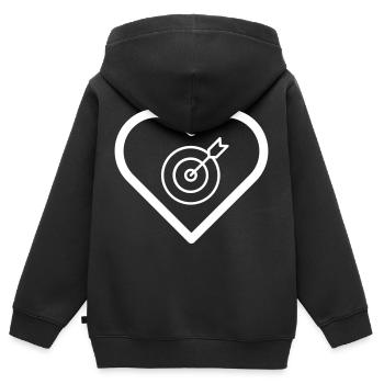 Coeur Fléchettes Fléchettes Fléchettes Fléchettes Fléchettes Fléchettes Fléchettes - Sweat Premium à capuche zippé enfant bio - noir - Dos - AI Model Kid Male (0cm)