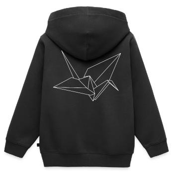 Grue en origami - Sweat Premium à capuche zippé enfant bio - noir - Dos - AI Model Kid Male (0cm)