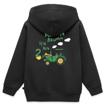 2 Jahre Kinder Bagger Traktor Geschenk Geburtstag - Kinder Premium Organic Zip Hoodie - Schwarz - Hinten - AI Model Kid Male (0cm)