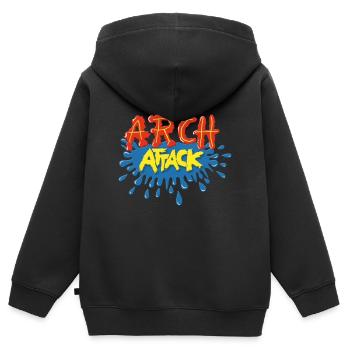 Arch Attack - Kinder Premium Organic Zip Hoodie - Schwarz - Hinten - AI Model Kid Male (0cm)