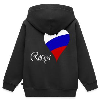 Russland Design - Kinder Premium Organic Zip Hoodie - Schwarz - Hinten - AI Model Kid Male (0cm)