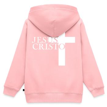 Jesus Christ God God - Kids Premium Organic Zip-up Hoodie - rose - Back - AI Model Kid Female (0cm)