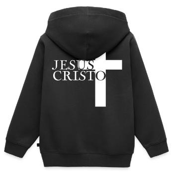 Jésus-Christ Dieu Dieu - Sweat Premium à capuche zippé enfant bio - noir - Dos - AI Model Kid Male (0cm)