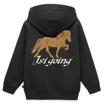 Tölter 02 Isi going - Kinder Premium Organic Zip Hoodie - Schwarz - Hinten - AI Model Kid Male (0cm)