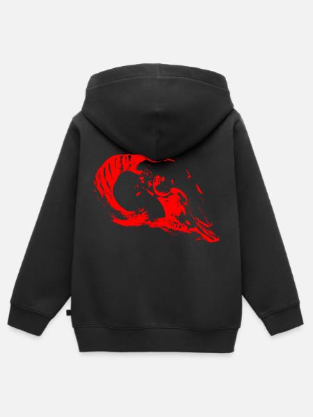 Mysterious Aries Skull (Red) - Kids Premium Organic Zip-up Hoodie - black