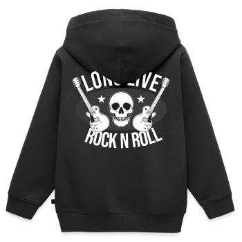 Blue-Rock n Roll - Sweat Premium à capuche zippé enfant bio - noir - Dos - AI Model Kid Male (0cm)