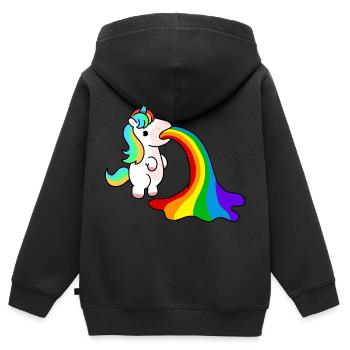 Licorne de vomi - Sweat Premium à capuche zippé enfant bio - noir - Dos - AI Model Kid Male (0cm)