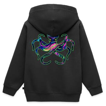 Octopus fluorescent by The Manzanita's - Kids Premium Organic Zip-up Hoodie - black - Back - AI Model Kid Male (0cm)