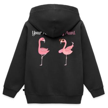 Flamingo Tante Ihre Tante Meine Tante - Kinder Premium Organic Zip Hoodie - Schwarz - Hinten - AI Model Kid Male (0cm)