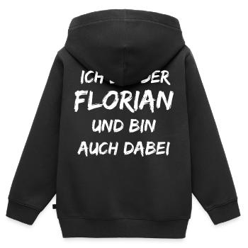 Ich bin der Florian und bin auch dabei - Kinder Premium Organic Zip Hoodie - Schwarz - Hinten - AI Model Kid Male (0cm)