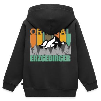 Original Erzgebirger - Kinder Premium Organic Zip Hoodie - Schwarz - Hinten - AI Model Kid Male (0cm)