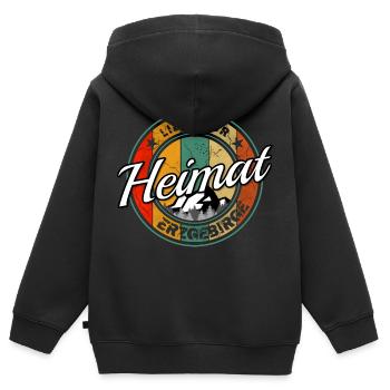 Erzgebirge Design - Kinder Premium Organic Zip Hoodie - Schwarz - Hinten - AI Model Kid Male (0cm)