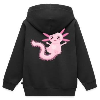 Axolotl Baby | Sweet Tailed Luch Newt - Kids Premium Organic Zip-up Hoodie - black - Back - AI Model Kid Male (0cm)