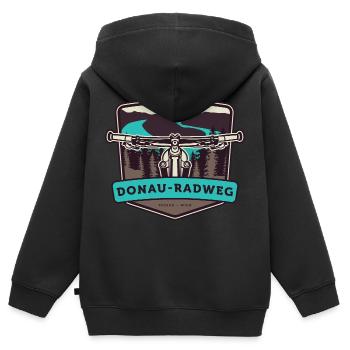 Donau-Radweg - Passau - Wien - Kinder Premium Organic Zip Hoodie - Schwarz - Hinten - AI Model Kid Male (0cm)