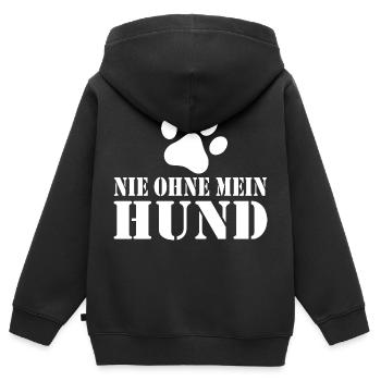 Chien chien - Sweat Premium à capuche zippé enfant bio - noir - Dos - AI Model Kid Male (0cm)