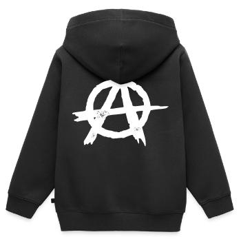 anarchie - Sweat Premium à capuche zippé enfant bio - noir - Dos - AI Model Kid Male (0cm)