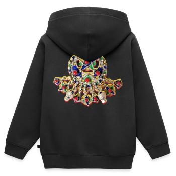 Bijoux kabyle afzim - Sweat Premium à capuche zippé enfant bio - noir - Dos - AI Model Kid Male (0cm)