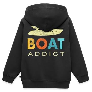 Bateau Bateau Bateau Bateau Bateaux Cadeau - Sweat Premium à capuche zippé enfant bio - noir - Dos - AI Model Kid Male (0cm)