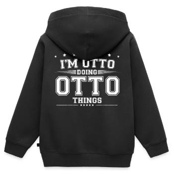 Otto - Kinder Premium Organic Zip Hoodie - Schwarz - Hinten - AI Model Kid Male (0cm)