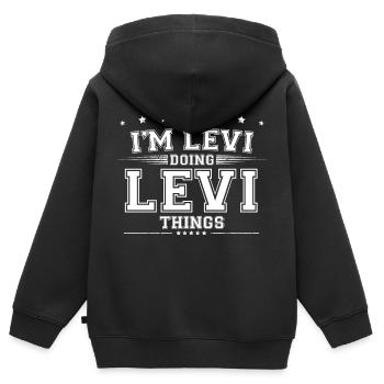 Lévi - Sweat Premium à capuche zippé enfant bio - noir - Dos - AI Model Kid Male (0cm)