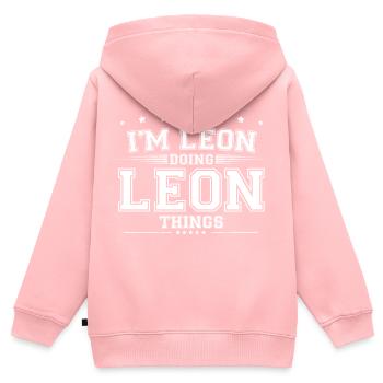 Leon - Kids Premium Organic Zip-up Hoodie - rose - Back - AI Model Kid Female (0cm)