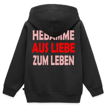 Hebamme - Kinder Premium Organic Zip Hoodie - Schwarz - Hinten - AI Model Kid Male (0cm)