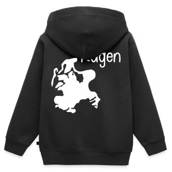 Rügen - Kinder Premium Organic Zip Hoodie - Schwarz - Hinten - AI Model Kid Male (0cm)