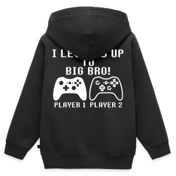Ich stieg auf Big Bro auf - Kinder Premium Organic Zip Hoodie - Schwarz - Hinten - AI Model Kid Male (0cm)
