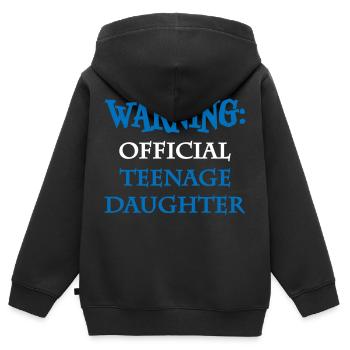 Warning: official teenage daughter - Kinder Premium Organic Zip Hoodie - Schwarz - Hinten - AI Model Kid Male (0cm)