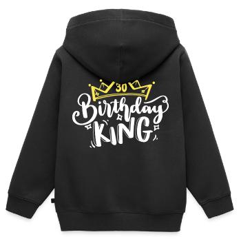 Anniversaire Roi 30 ans 30ème anniversaire Roi Couronne - Sweat Premium à capuche zippé enfant bio - noir - Dos - AI Model Kid Male (0cm)