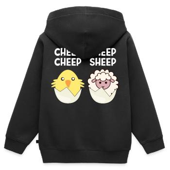 Cheep Sheep Chick Sheep Sheep Cadeau de Pâques - Sweat Premium à capuche zippé enfant bio - noir - Dos - AI Model Kid Male (0cm)