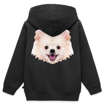 Spitz nain Polyart - Sweat Premium à capuche zippé enfant bio - noir - Dos - AI Model Kid Male (0cm)