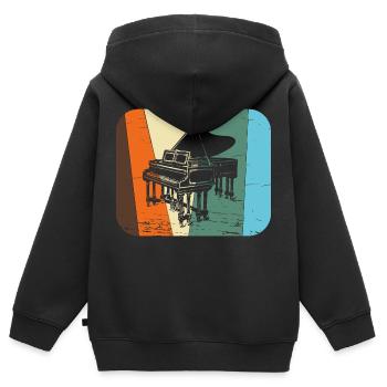 Grand Piano / Piano - Kids Premium Organic Zip-up Hoodie - black - Back - AI Model Kid Male (0cm)